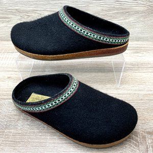 Vtg 1980s Stegmann Women Wool Felt Clog Slip on Black WEST GERMANY Sz US 8 EU 39
